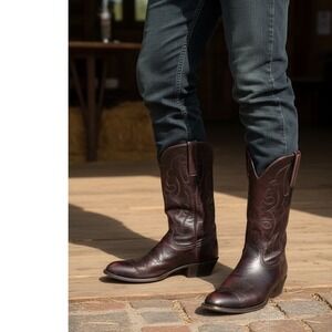 Lucchese Classics Boots Men's 9.5Handmade in the USA Black Cherry Cowboy Western